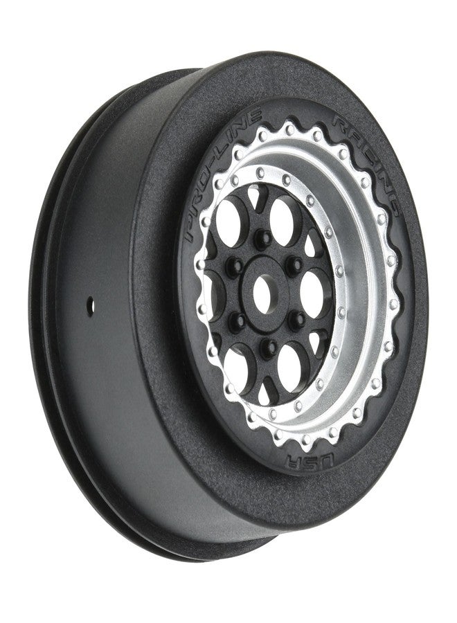 برو لاين عجلات Pro-line Racing Showtime+ سوداء/فضية عدد 2 لسيارة Losi Mini No-Prep Drag Car الخلفية PRO283413 - Image 2